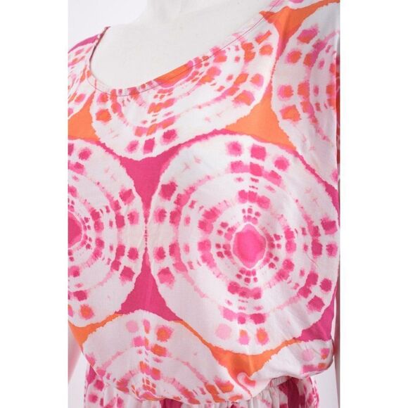 Banana Republic Womens Dress Swim Cover-Up M Pink White Tie Dye Geometric NWT - Picture 4 of 6